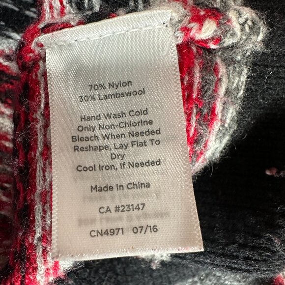 Talbots Sweater Womens P Red Gray Black Fair Isle Cardigan Lambswool Button Up - Picture 5 of 8